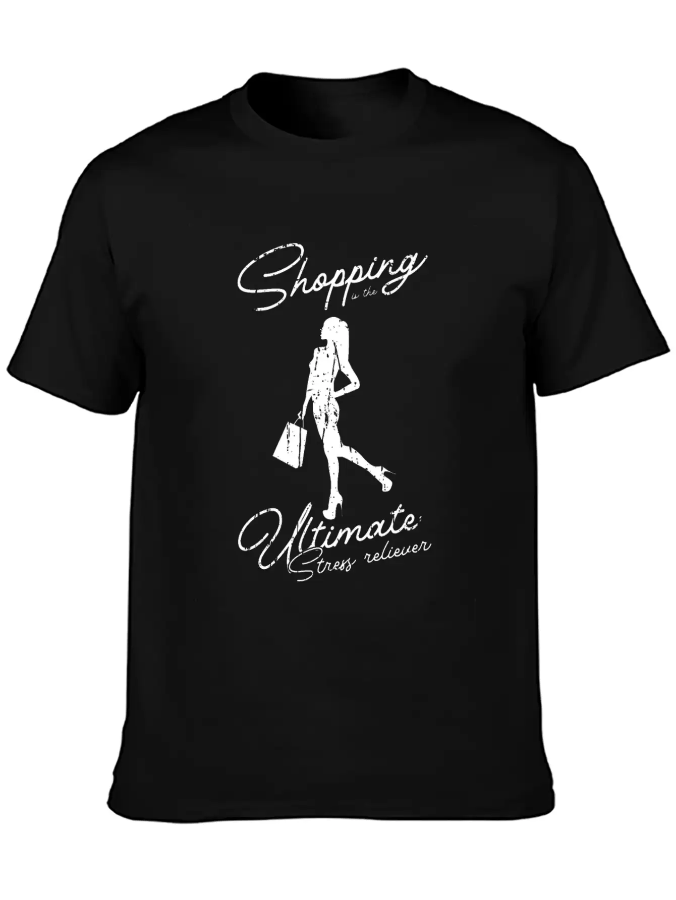 Shopping Is The Ultimate Stress Reliever - Basic Graphic T-Shirt – Daily Comfort In Soft Cotton