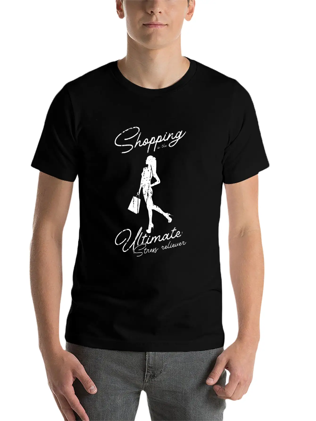 Shopping Is The Ultimate Stress Reliever - Basic Graphic T-Shirt – Daily Comfort In Soft Cotton