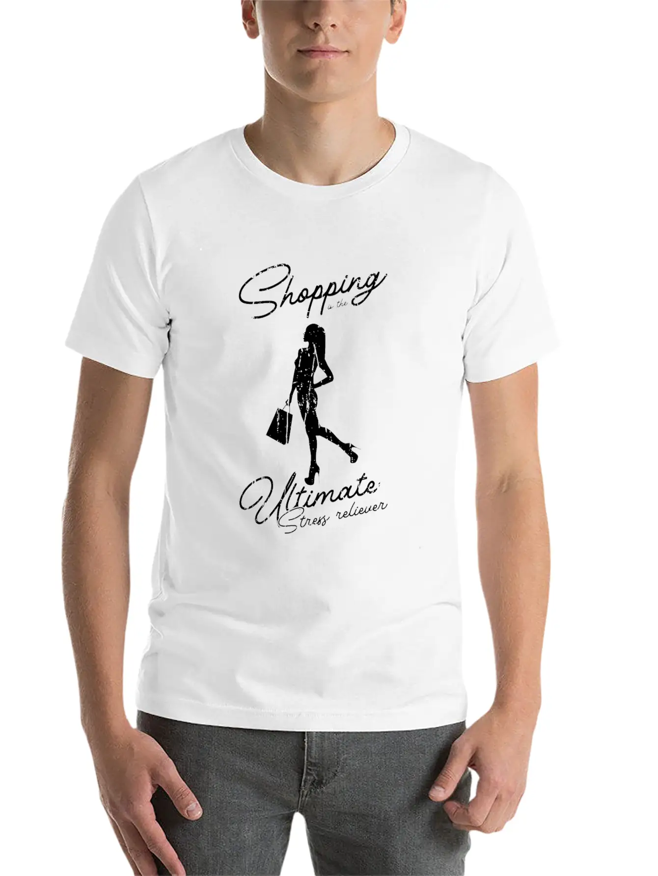 Shopping Is The Ultimate Stress Reliever - Basic Graphic T-Shirt – Daily Comfort In Soft Cotton