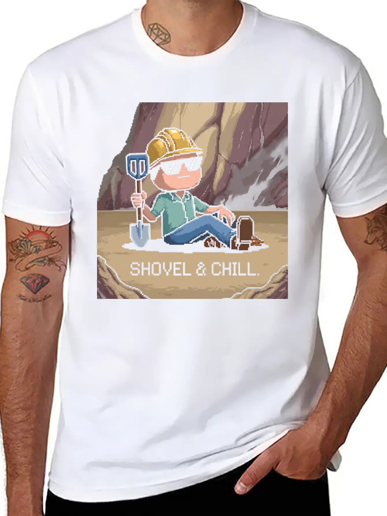 Shovel And Chill 01 Comfortable Minimalist Graphic Tee – Summer Style Essential