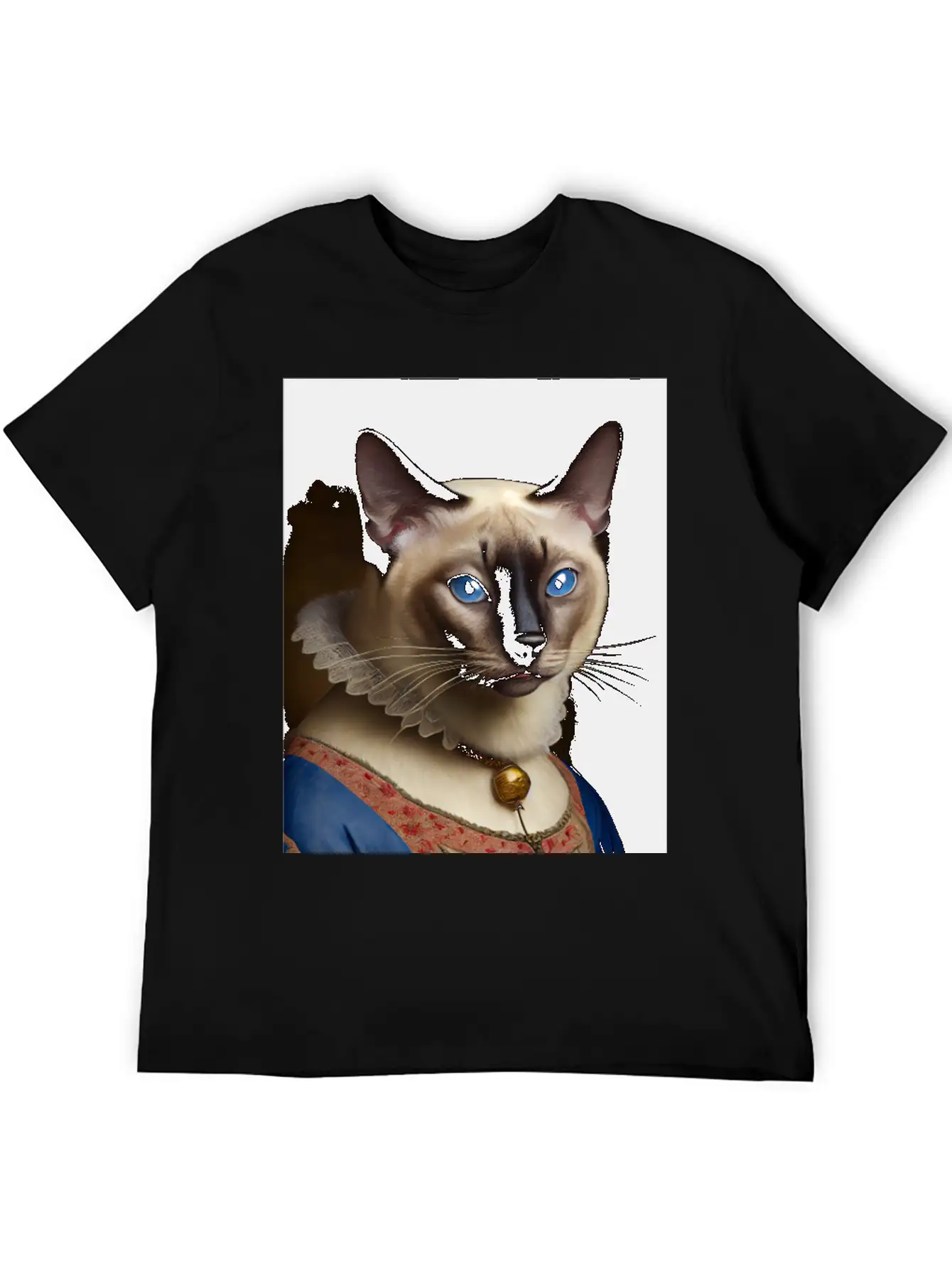 Siamese Cat Breed Portrait Royal Renaissance Anima Unisex Short Sleeve Soft Cotton T-Shirt – Casual Everyday Wear