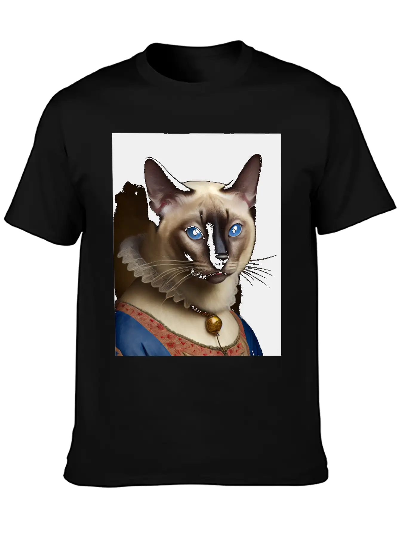 Siamese Cat Breed Portrait Royal Renaissance Anima Unisex Short Sleeve Soft Cotton T-Shirt – Casual Everyday Wear