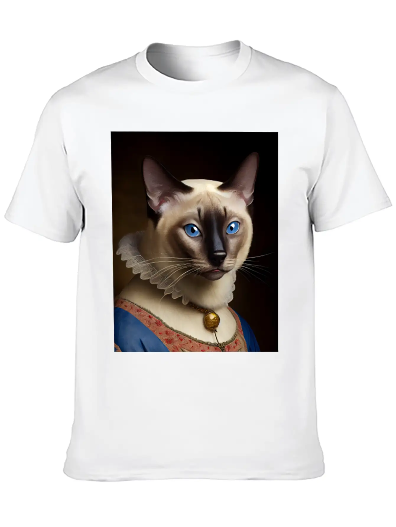 Siamese Cat Breed Portrait Royal Renaissance Anima Unisex Short Sleeve Soft Cotton T-Shirt – Casual Everyday Wear