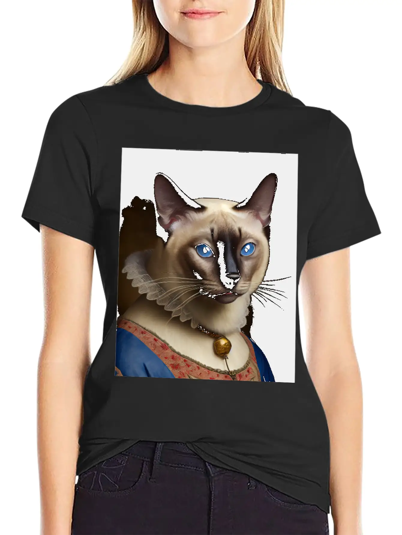 Siamese Cat Breed Portrait Royal Renaissance Anima Unisex Short Sleeve Soft Cotton T-Shirt – Casual Everyday Wear