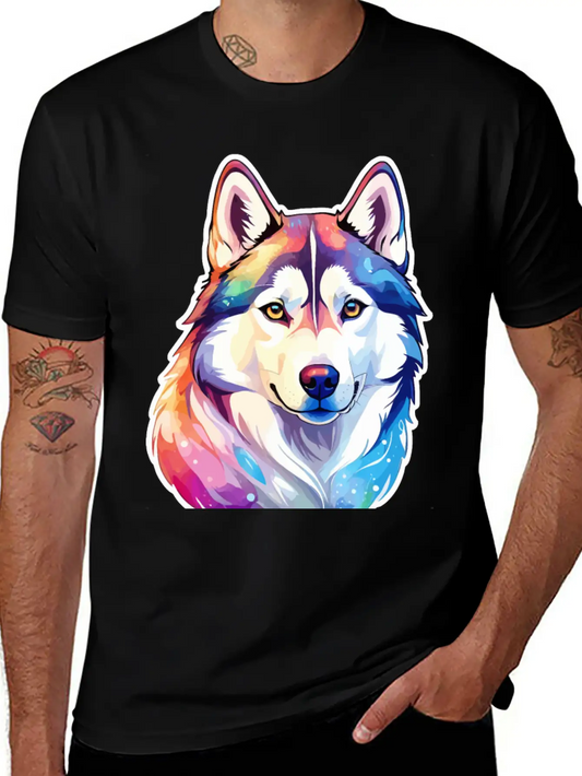 Siberian Husky Watercolor Timeless Short Sleeve Tee – Comfy And Minimalist Design