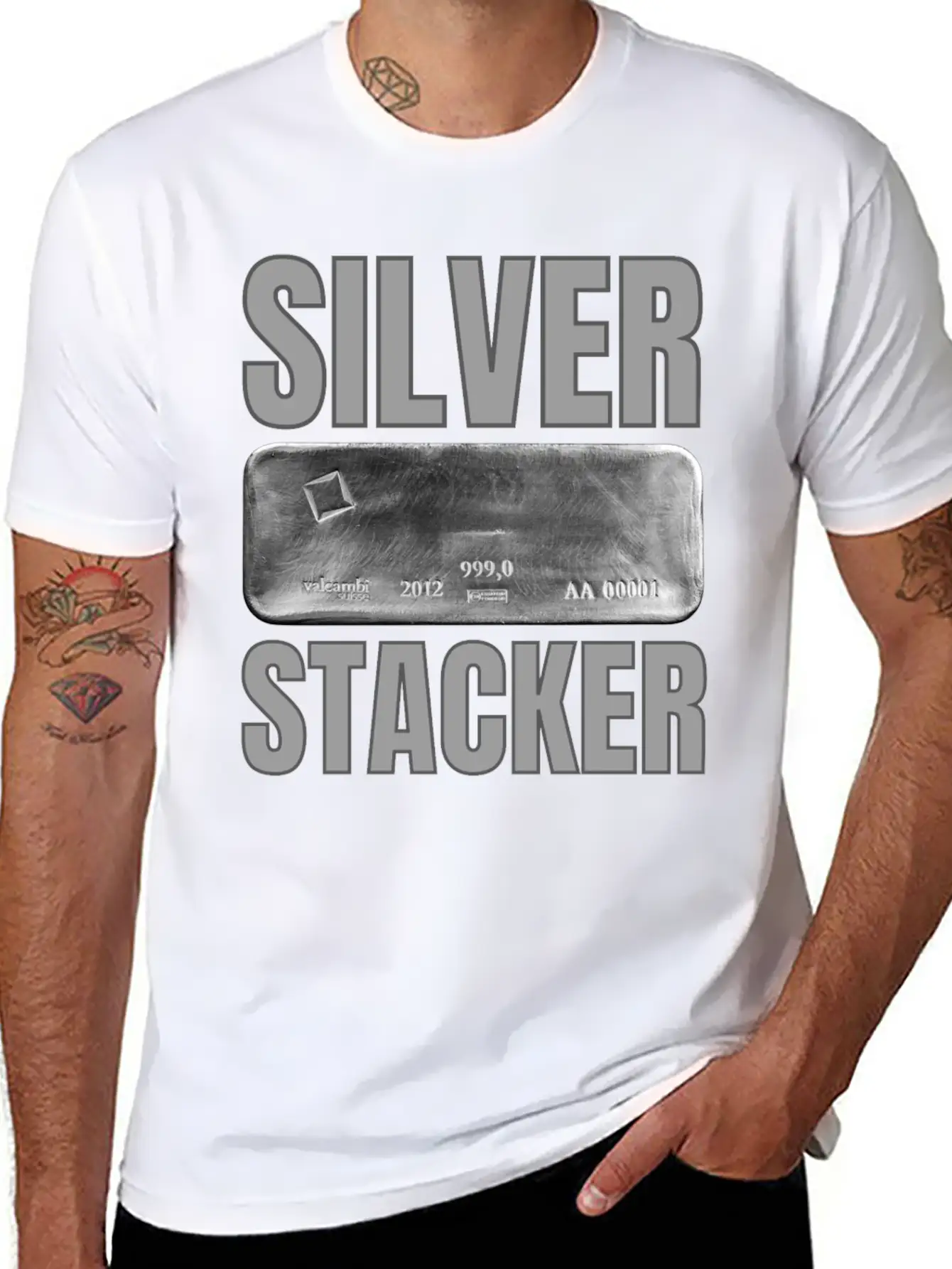 Silver Stacker | Good Delivery Silver Bar Unisex Short Sleeve Soft Cotton T-Shirt – Casual Everyday Wear