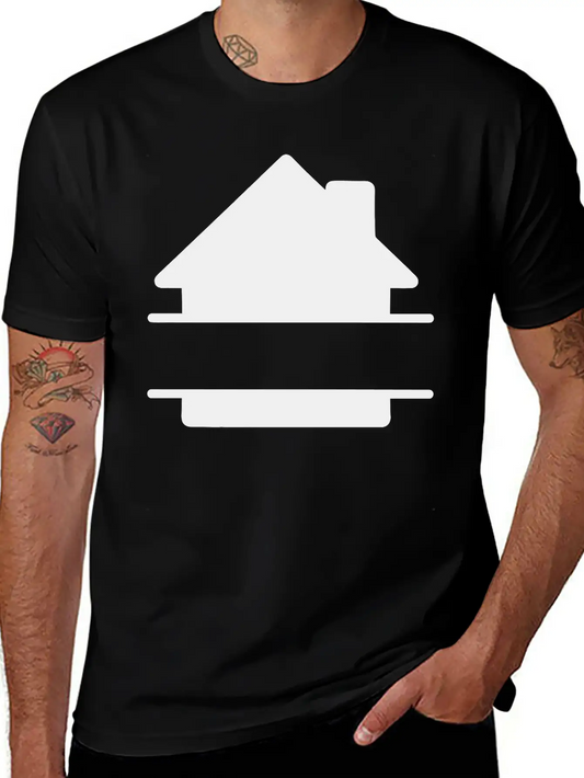 Simple House Shadow Image With Text Space Stylish Everyday T-Shirt – Unisex Basic Cotton Tee