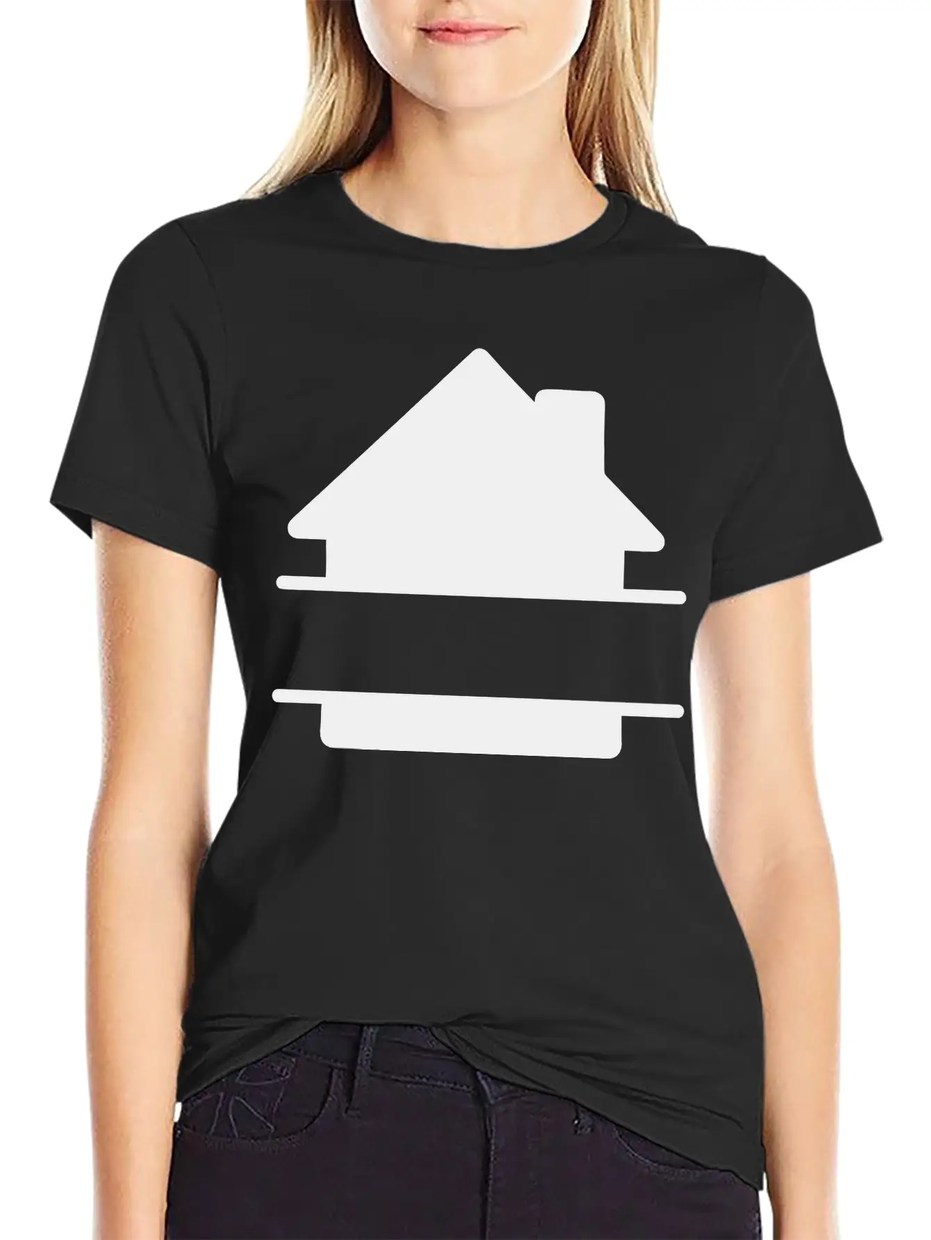 Simple House Shadow Image With Text Space Stylish Everyday T-Shirt – Unisex Basic Cotton Tee