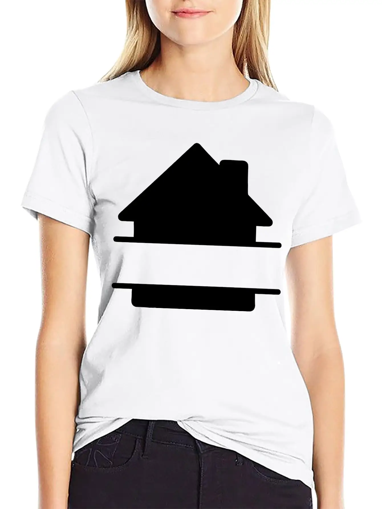 Simple House Shadow Image With Text Space Stylish Everyday T-Shirt – Unisex Basic Cotton Tee