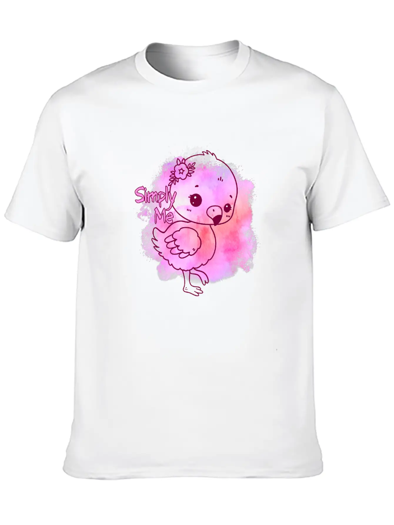 Simply Me Splatter Flamingo Timeless Short Sleeve Tee – Comfy And Minimalist Design