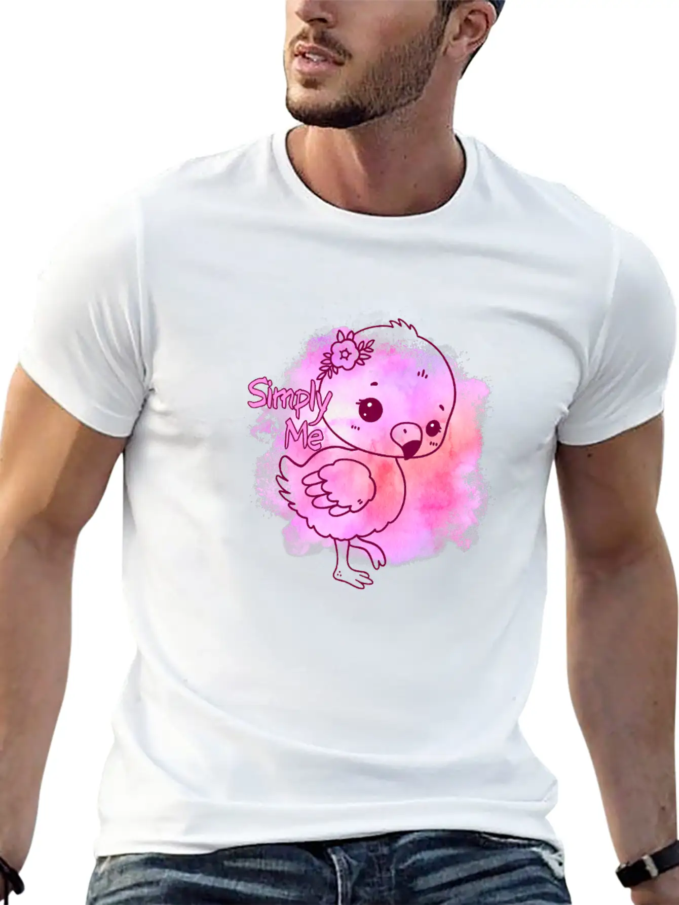 Simply Me Splatter Flamingo Timeless Short Sleeve Tee – Comfy And Minimalist Design