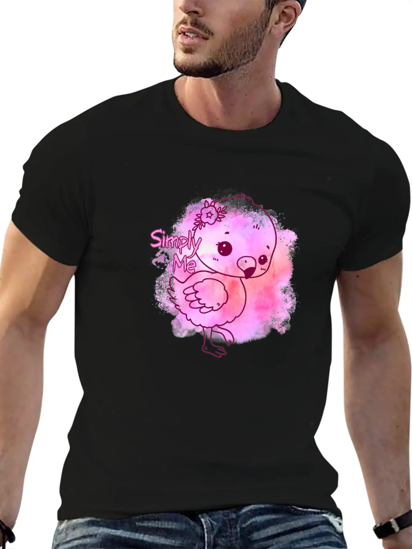 Simply Me Splatter Flamingo Timeless Short Sleeve Tee – Comfy And Minimalist Design