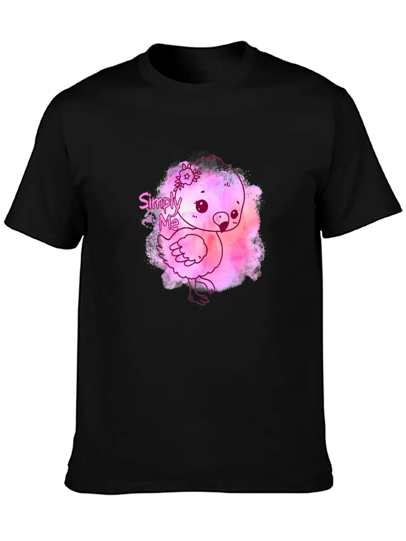 Simply Me Splatter Flamingo Timeless Short Sleeve Tee – Comfy And Minimalist Design