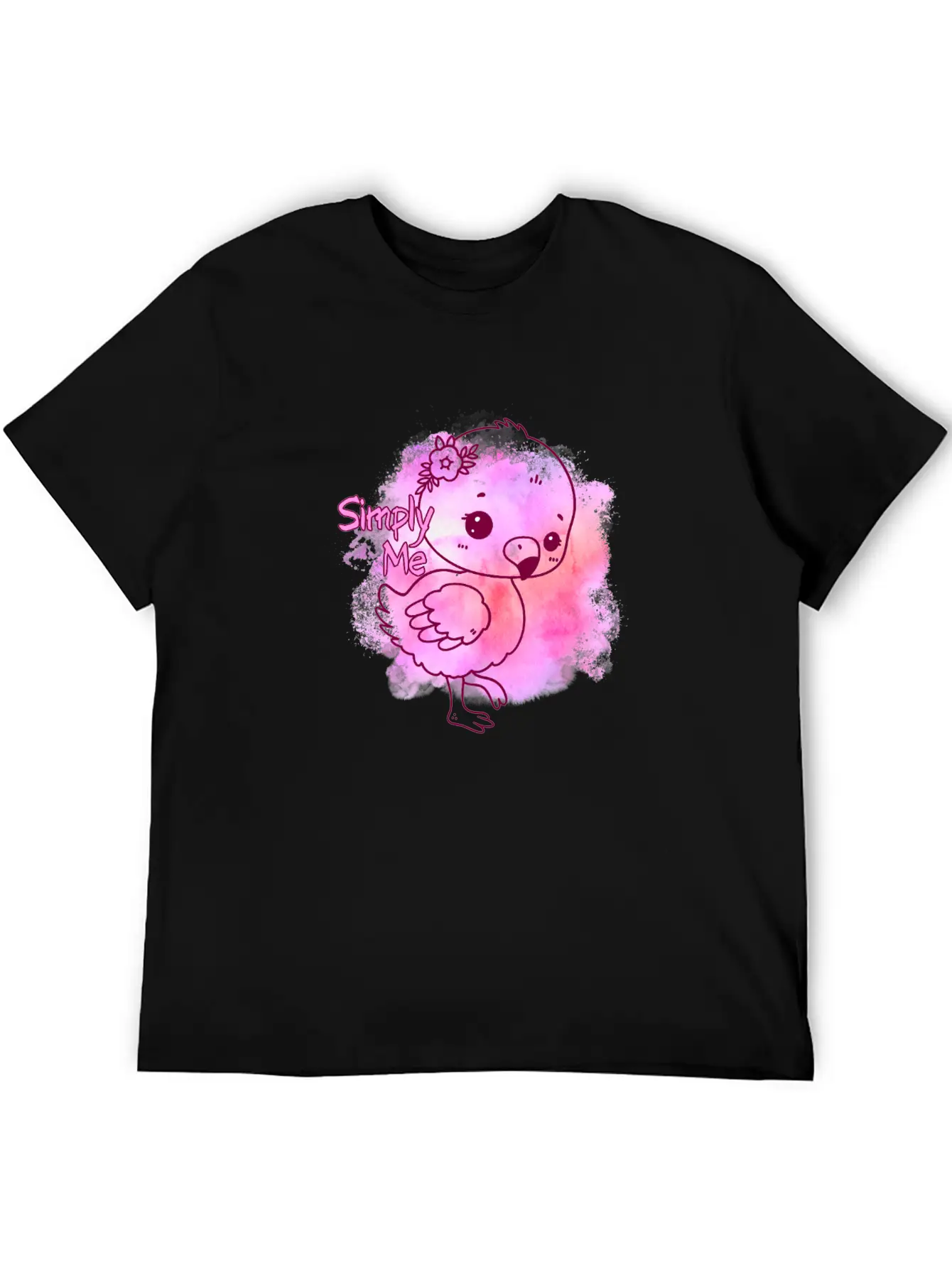 Simply Me Splatter Flamingo Timeless Short Sleeve Tee – Comfy And Minimalist Design