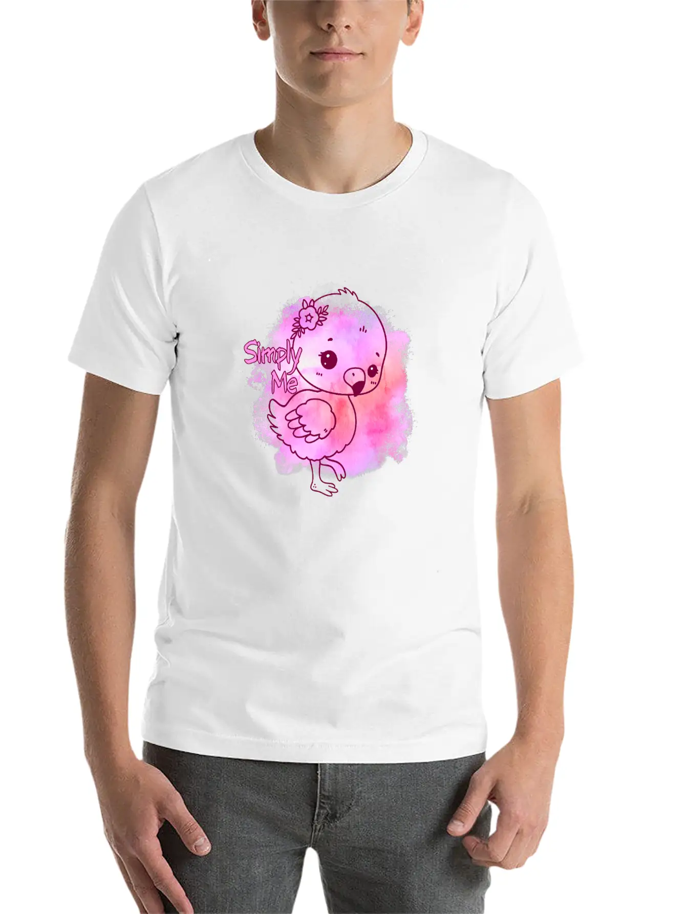 Simply Me Splatter Flamingo Timeless Short Sleeve Tee – Comfy And Minimalist Design