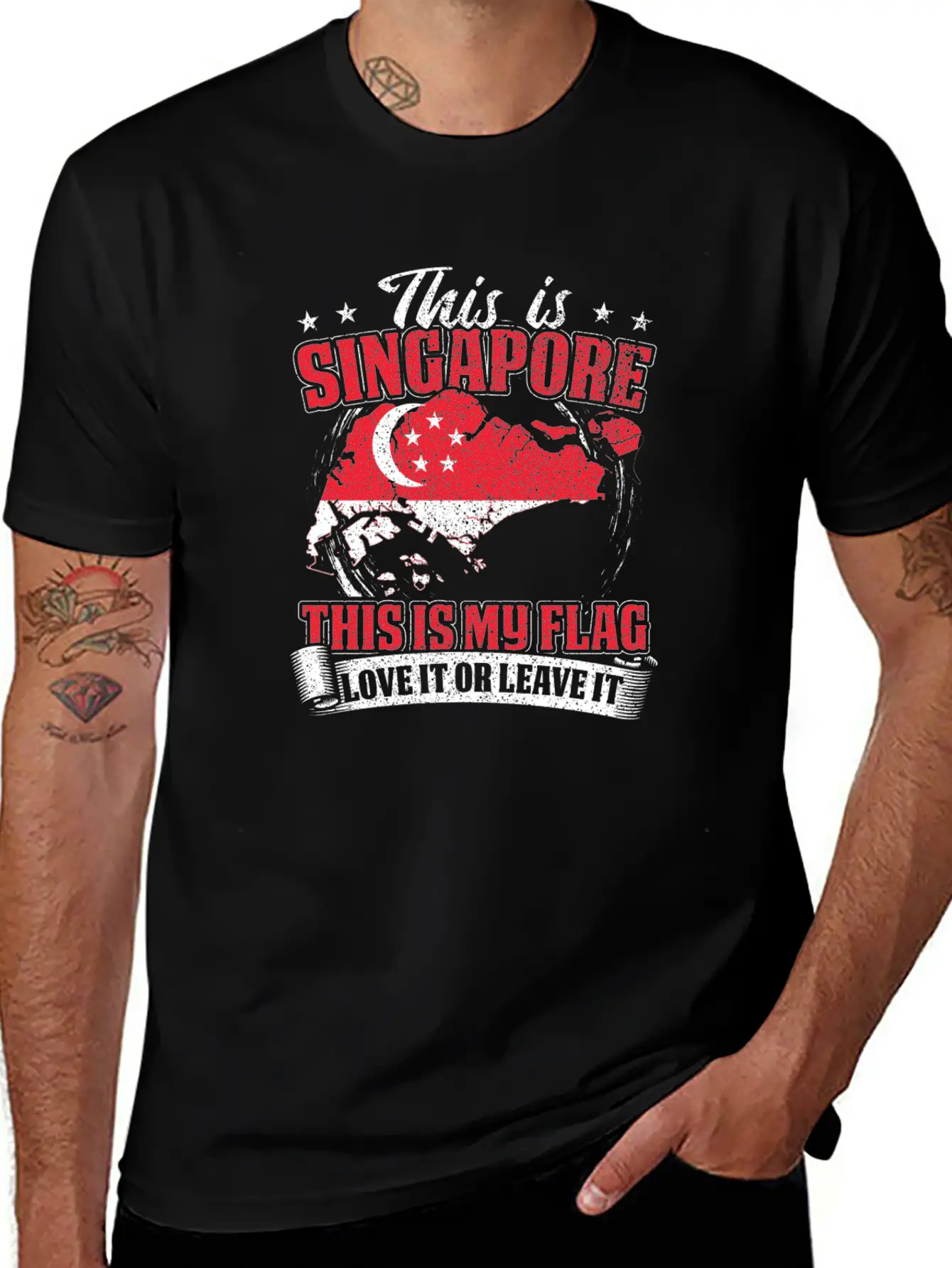 SINGAPORE FLAG Stylish Everyday T-Shirt – Unisex Basic Cotton Tee