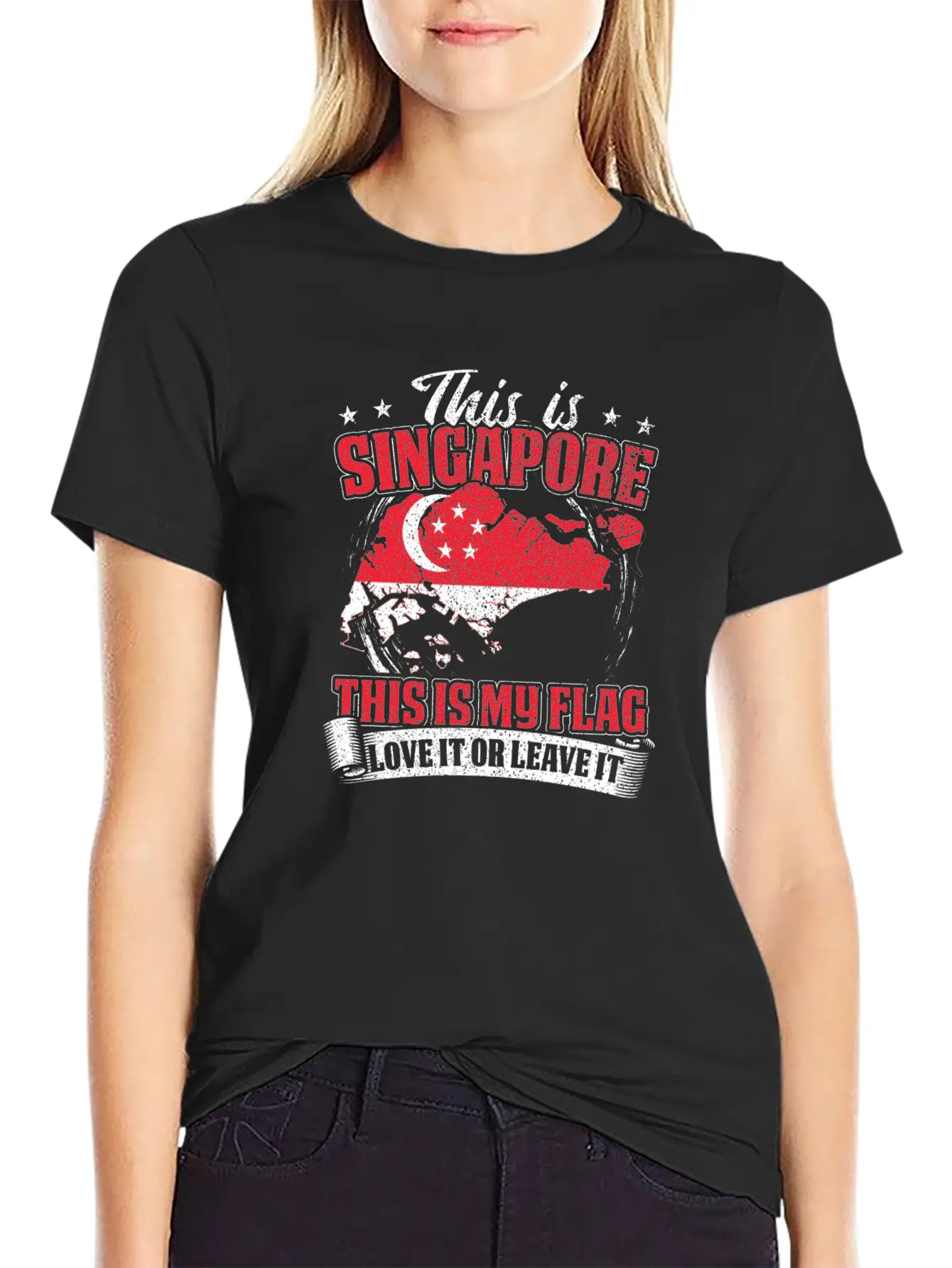 SINGAPORE FLAG Stylish Everyday T-Shirt – Unisex Basic Cotton Tee