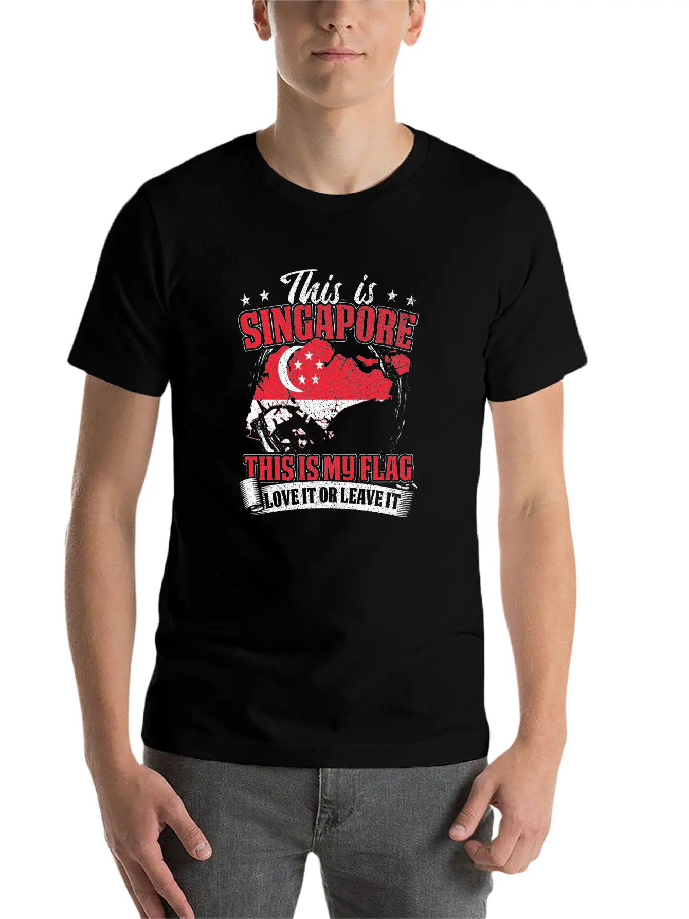 SINGAPORE FLAG Stylish Everyday T-Shirt – Unisex Basic Cotton Tee