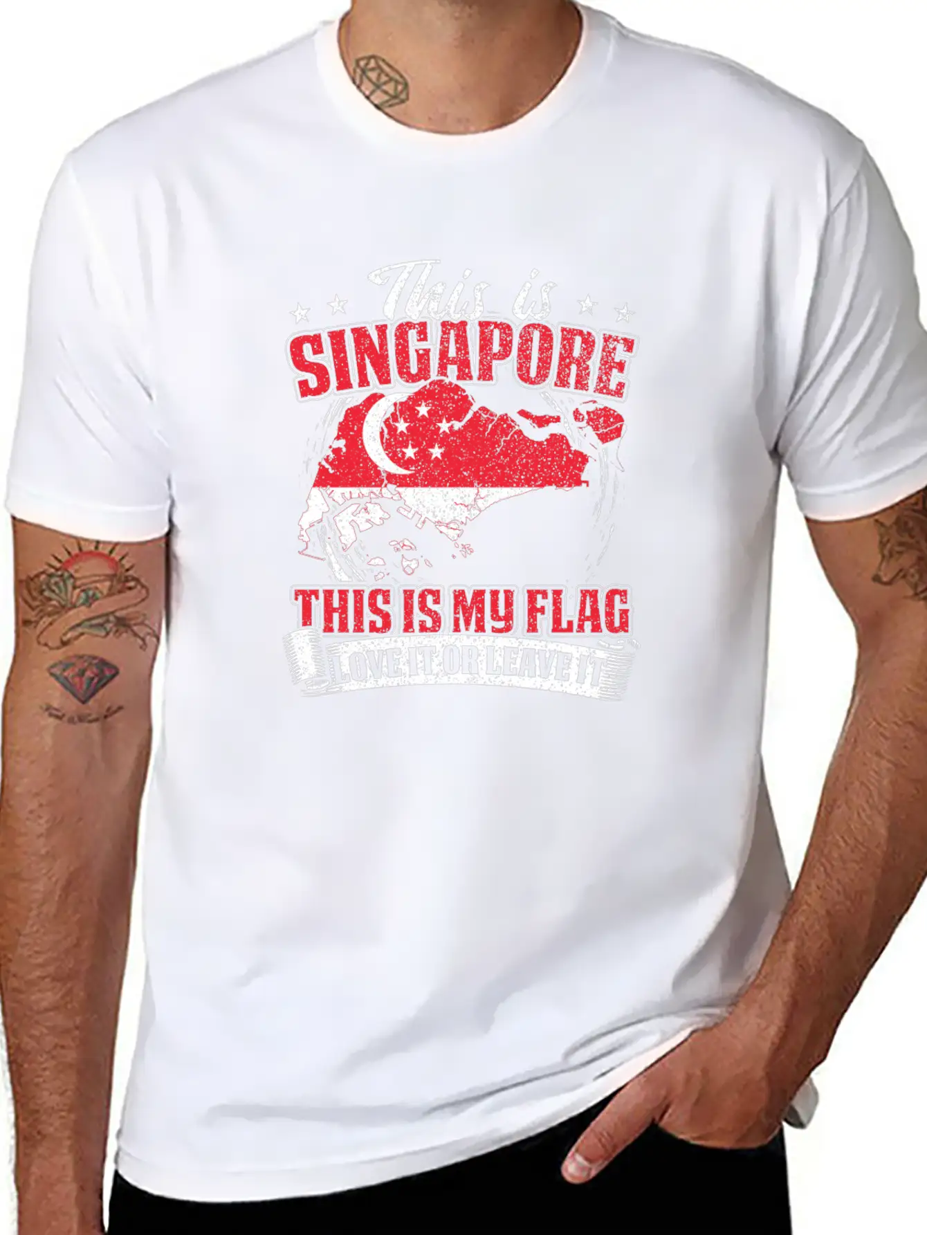 SINGAPORE FLAG Stylish Everyday T-Shirt – Unisex Basic Cotton Tee