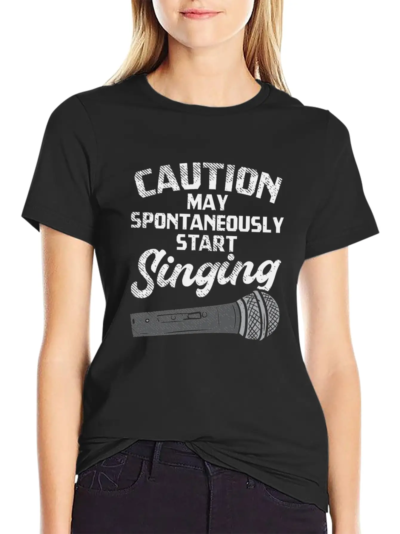 Singer Caution May Spontaneously Start Singing Stylish Everyday T-Shirt – Unisex Basic Cotton Tee