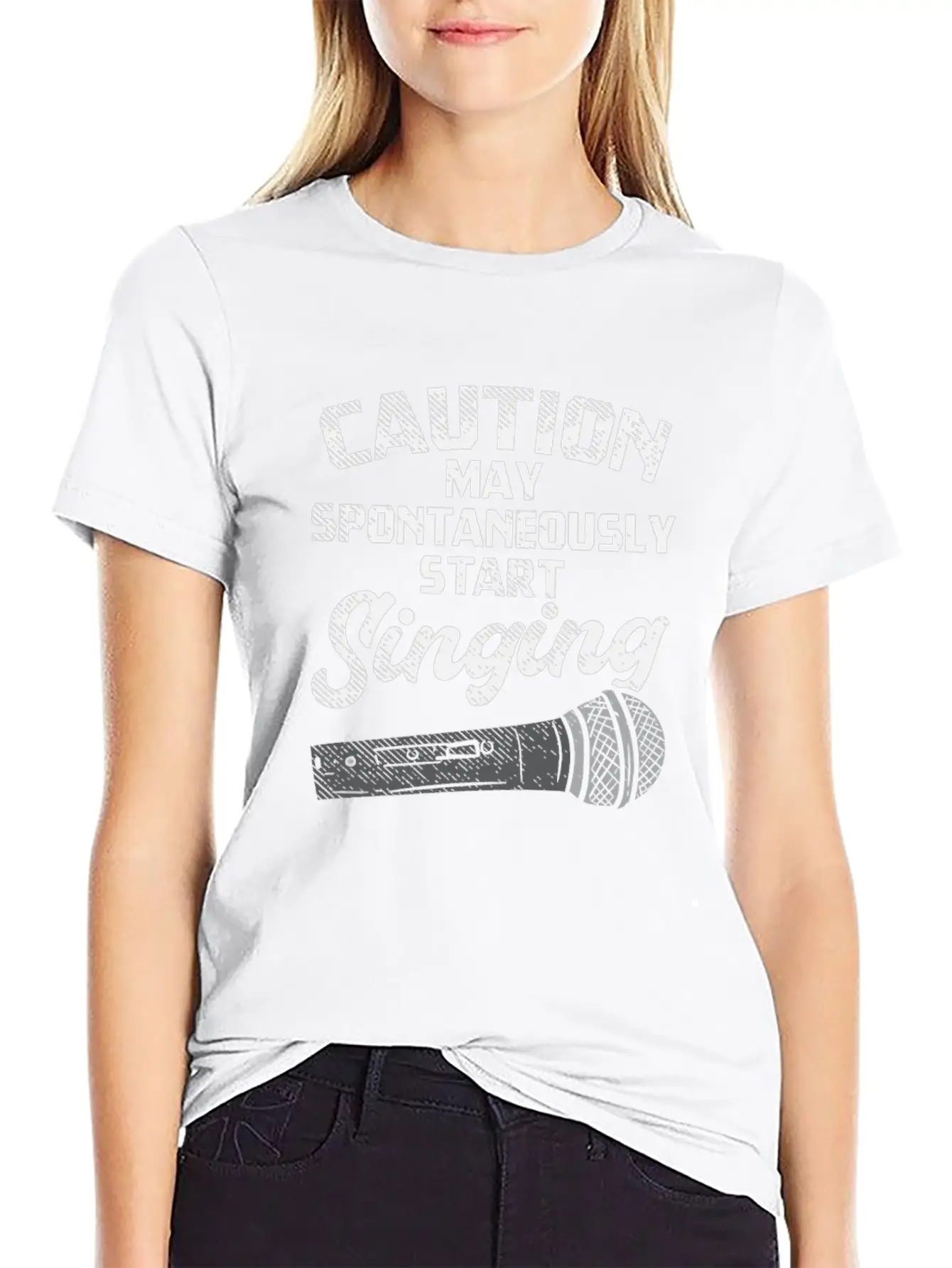 Singer Caution May Spontaneously Start Singing Stylish Everyday T-Shirt – Unisex Basic Cotton Tee