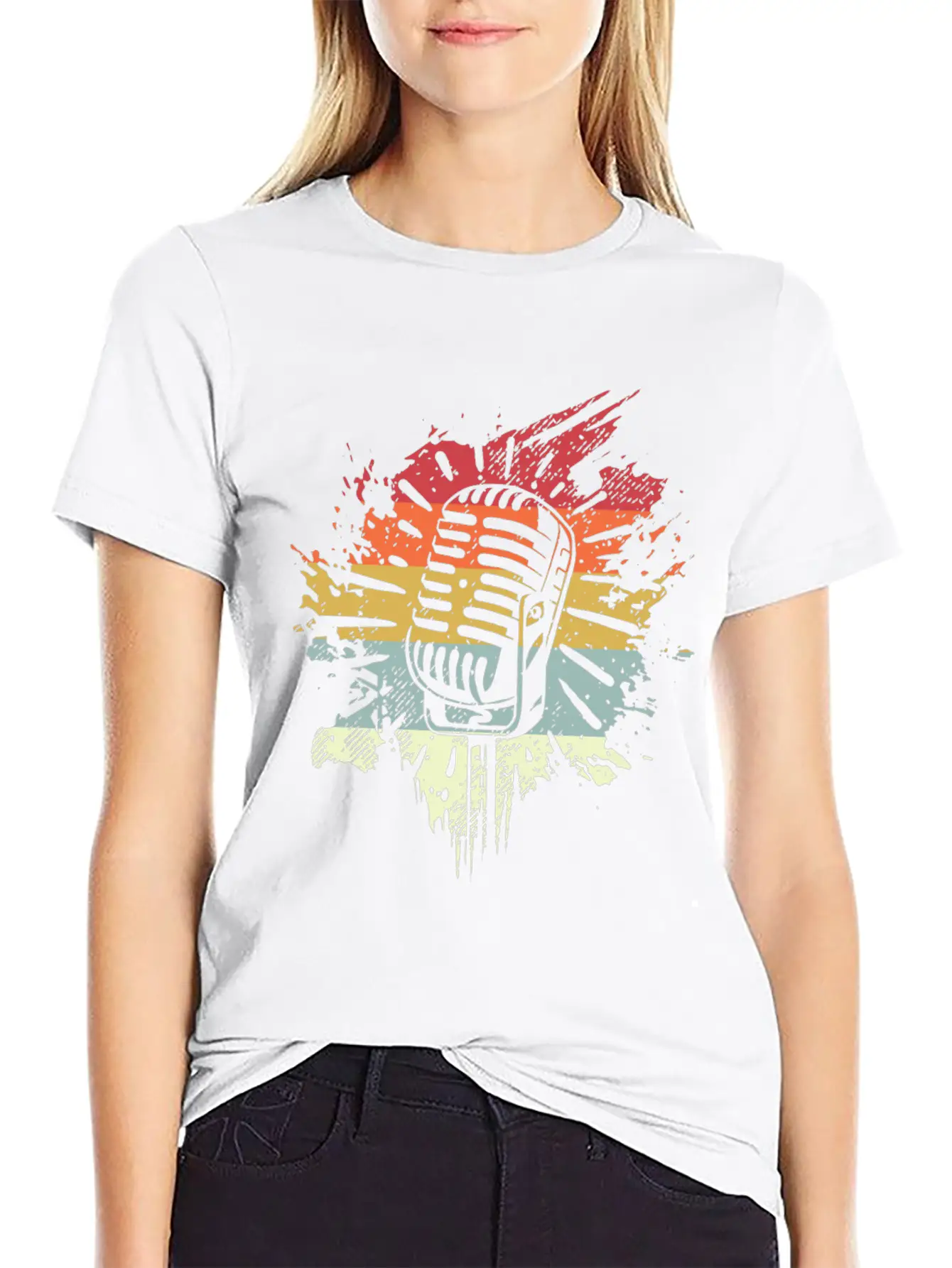 Singer Vocalist Musician Microphonene Retro Mic Relaxed Everyday Tee – Lightweight And Durable Cotton