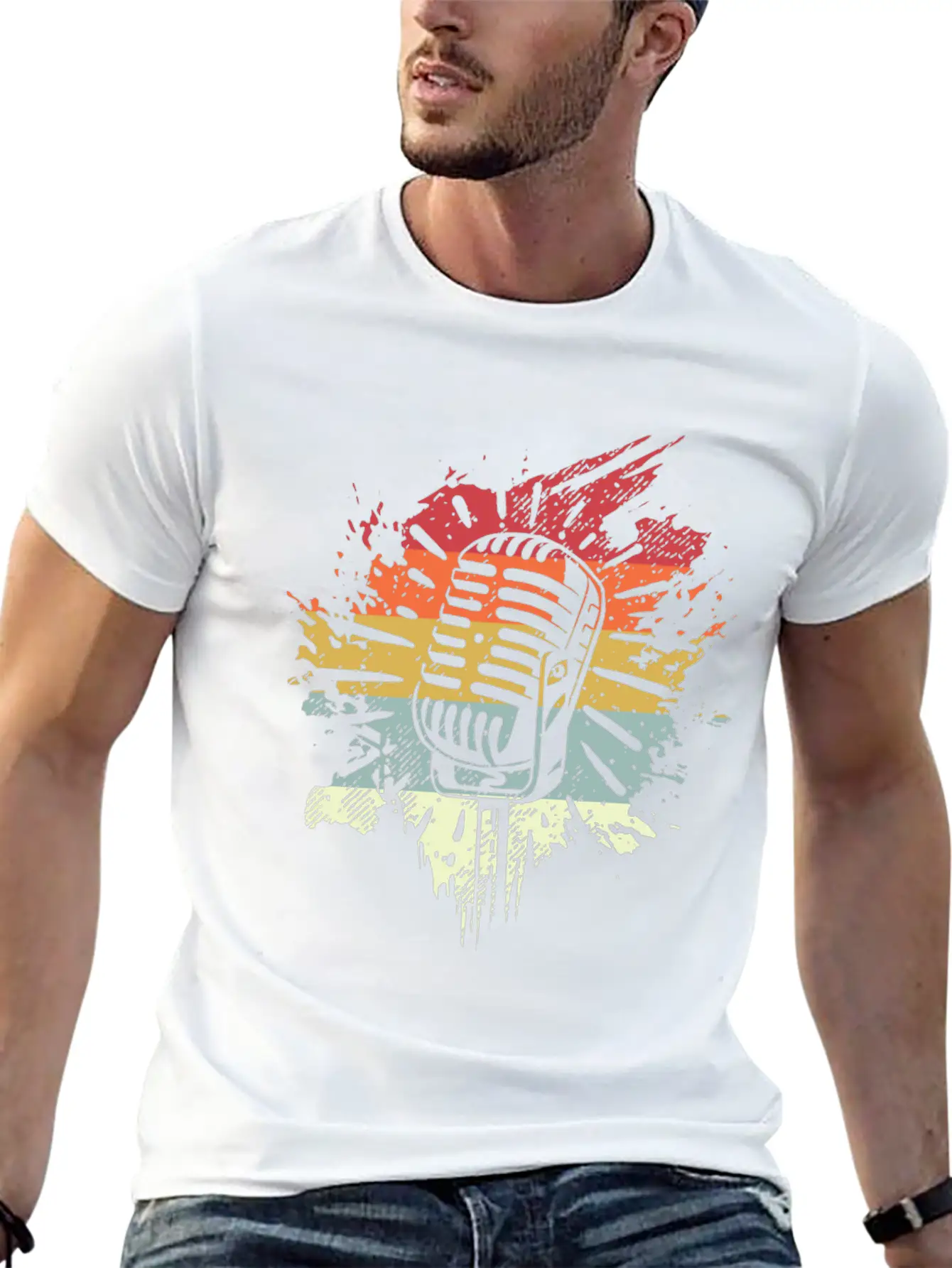 Singer Vocalist Musician Microphonene Retro Mic Relaxed Everyday Tee – Lightweight And Durable Cotton