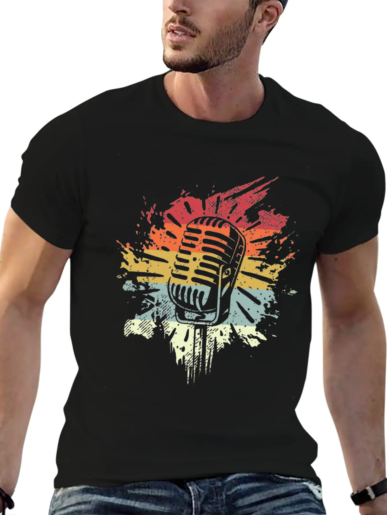 Singer Vocalist Musician Microphonene Retro Mic Relaxed Everyday Tee – Lightweight And Durable Cotton