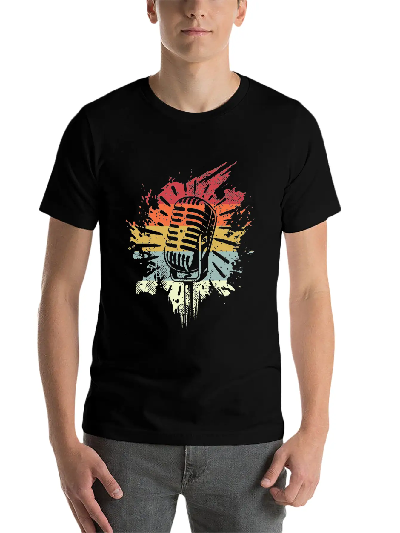 Singer Vocalist Musician Microphonene Retro Mic Relaxed Everyday Tee – Lightweight And Durable Cotton