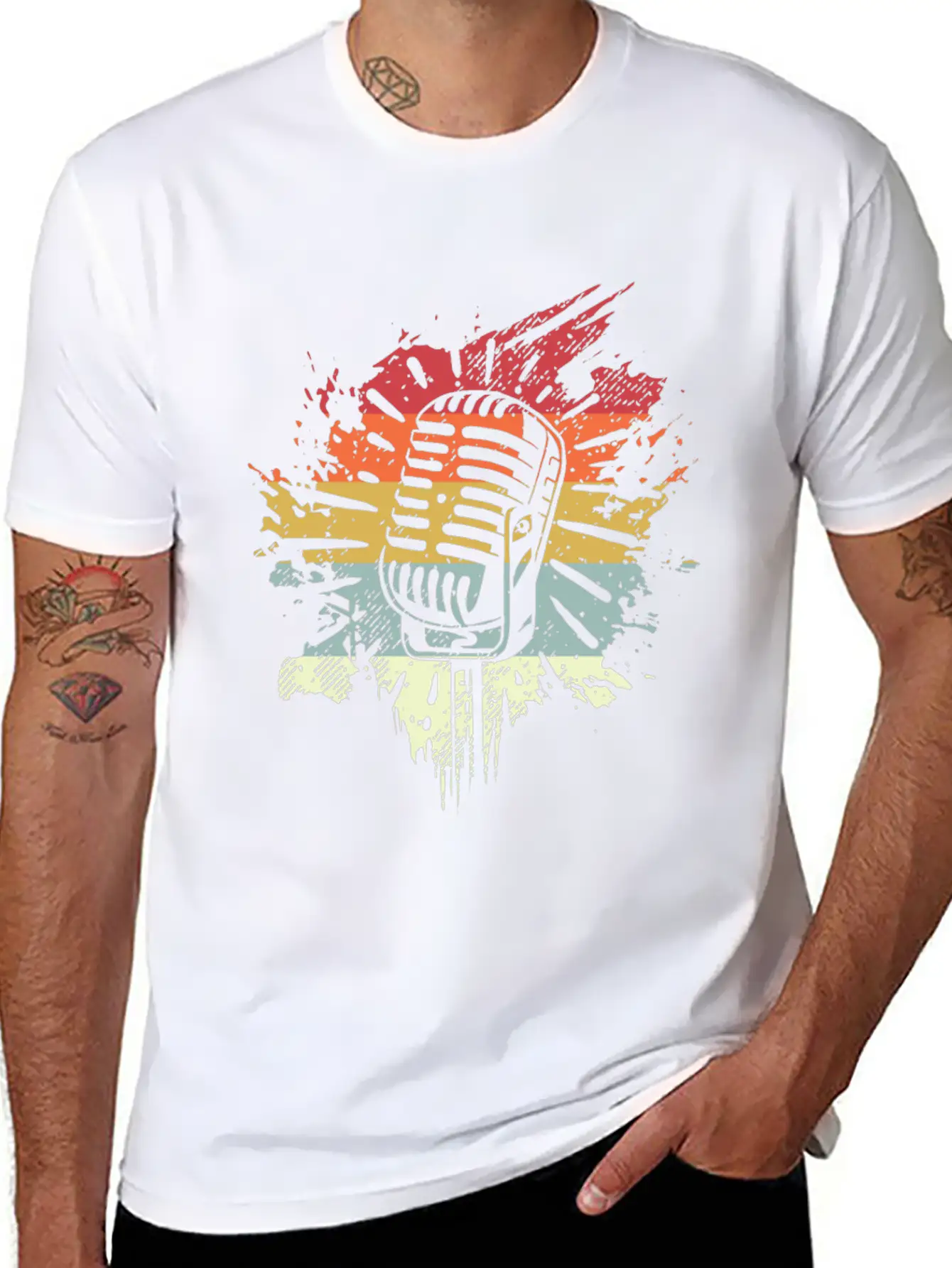 Singer Vocalist Musician Microphonene Retro Mic Relaxed Everyday Tee – Lightweight And Durable Cotton