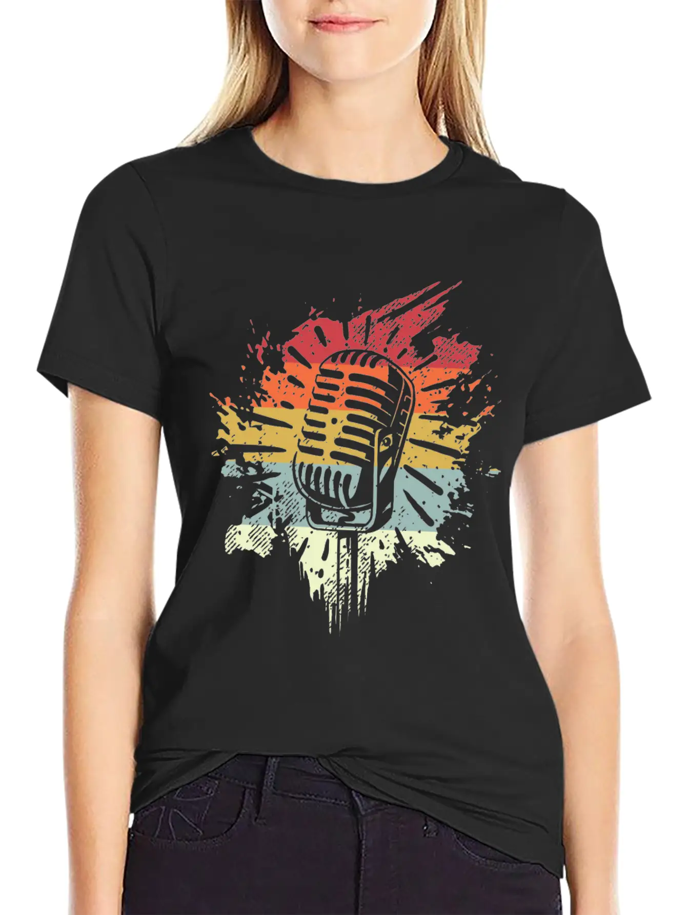 Singer Vocalist Musician Microphonene Retro Mic Relaxed Everyday Tee – Lightweight And Durable Cotton