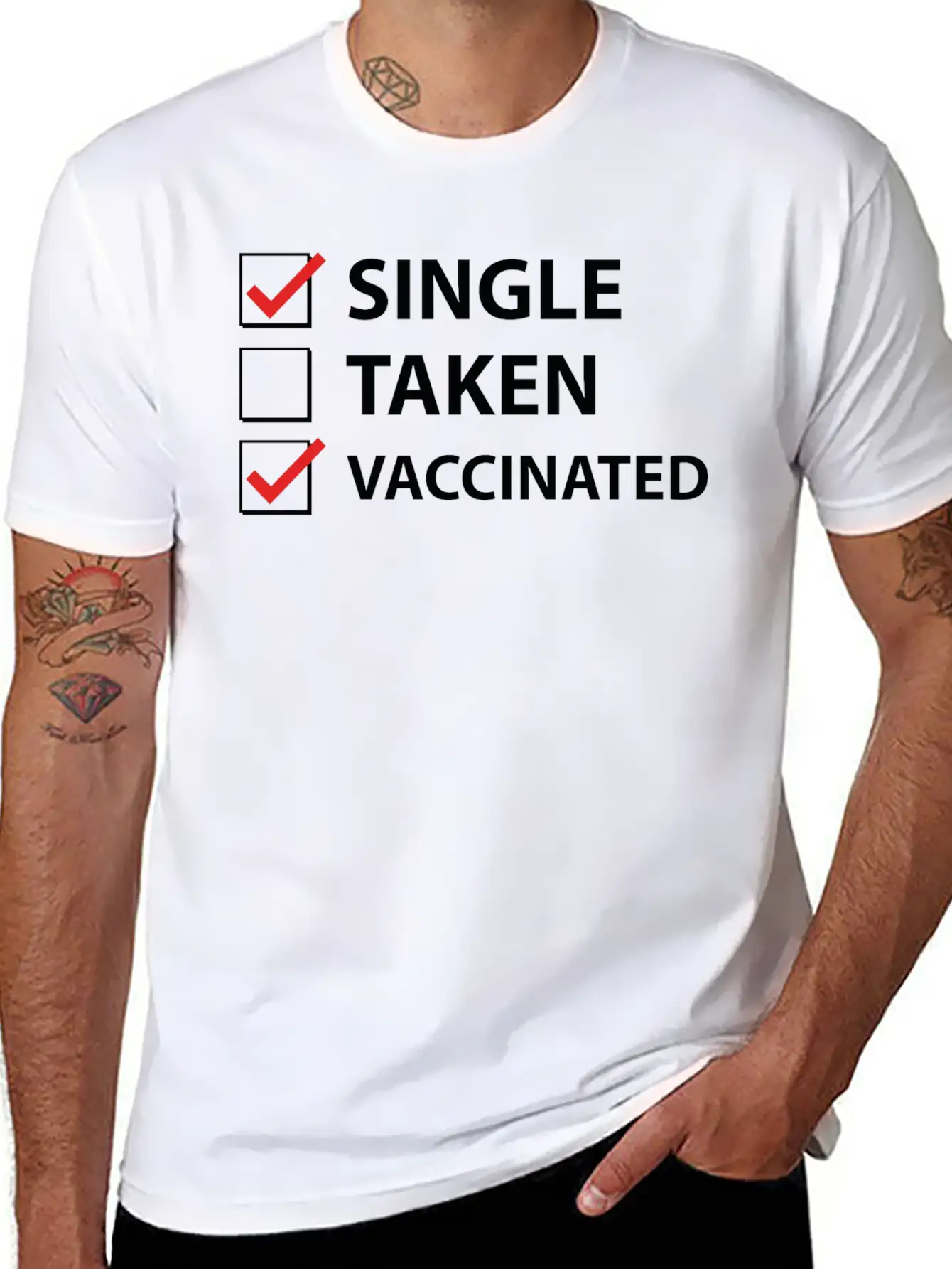 Single Taken Vaccinated Stylish Everyday T-Shirt – Unisex Basic Cotton Tee