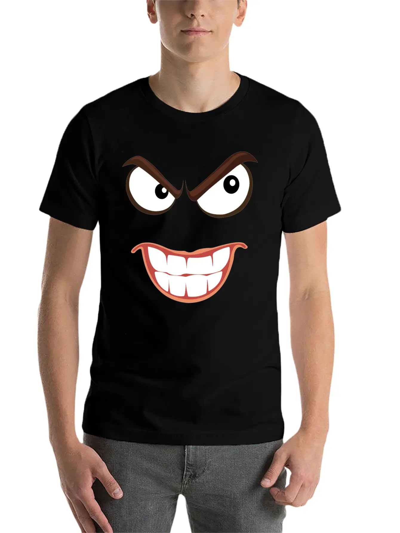 Sinister Smiley Face Essential Unisex Summer Tee – Soft Cotton Casual Fit