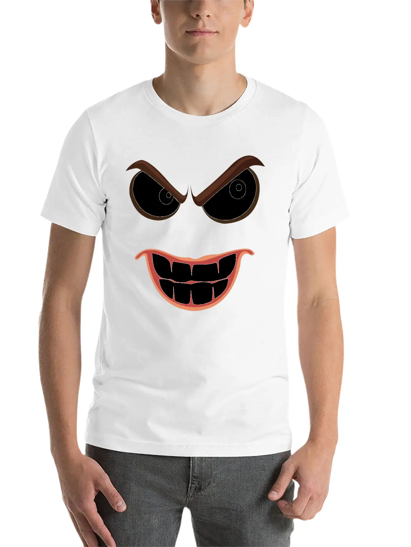 Sinister Smiley Face Essential Unisex Summer Tee – Soft Cotton Casual Fit