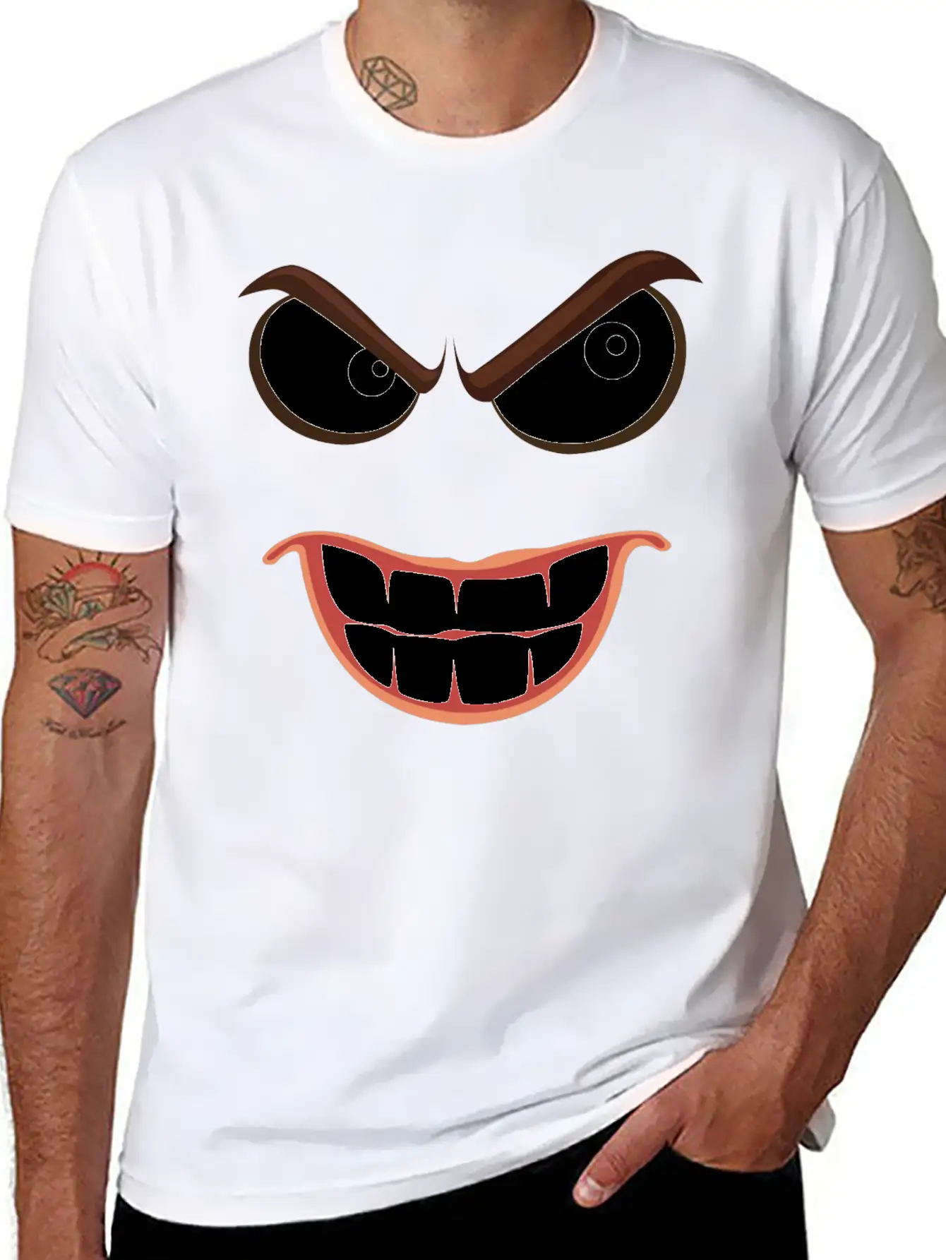 Sinister Smiley Face Essential Unisex Summer Tee – Soft Cotton Casual Fit