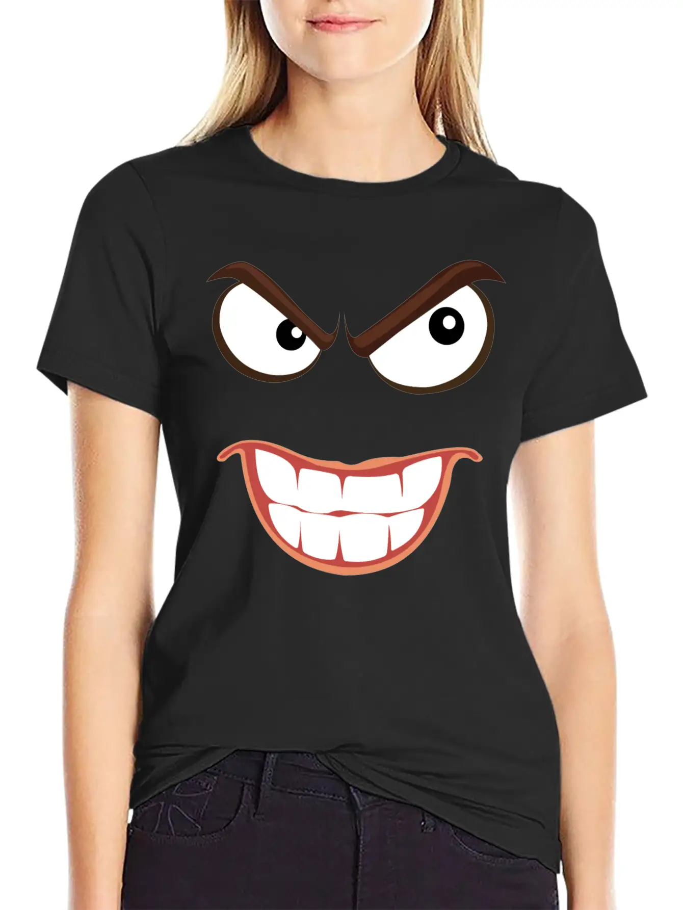 Sinister Smiley Face Essential Unisex Summer Tee – Soft Cotton Casual Fit