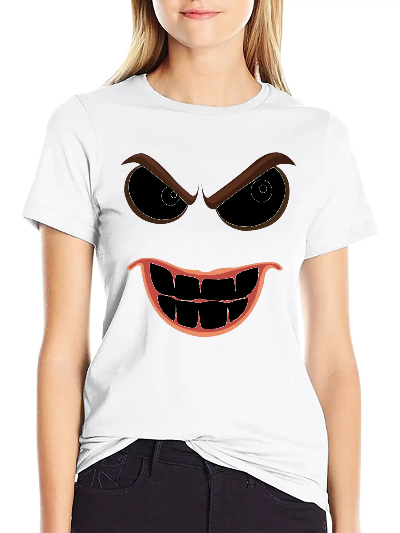 Sinister Smiley Face Essential Unisex Summer Tee – Soft Cotton Casual Fit