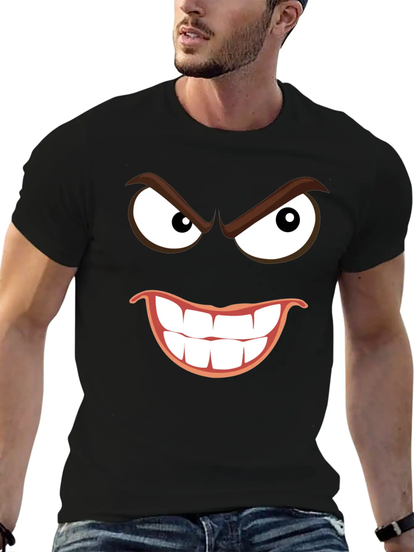 Sinister Smiley Face Essential Unisex Summer Tee – Soft Cotton Casual Fit