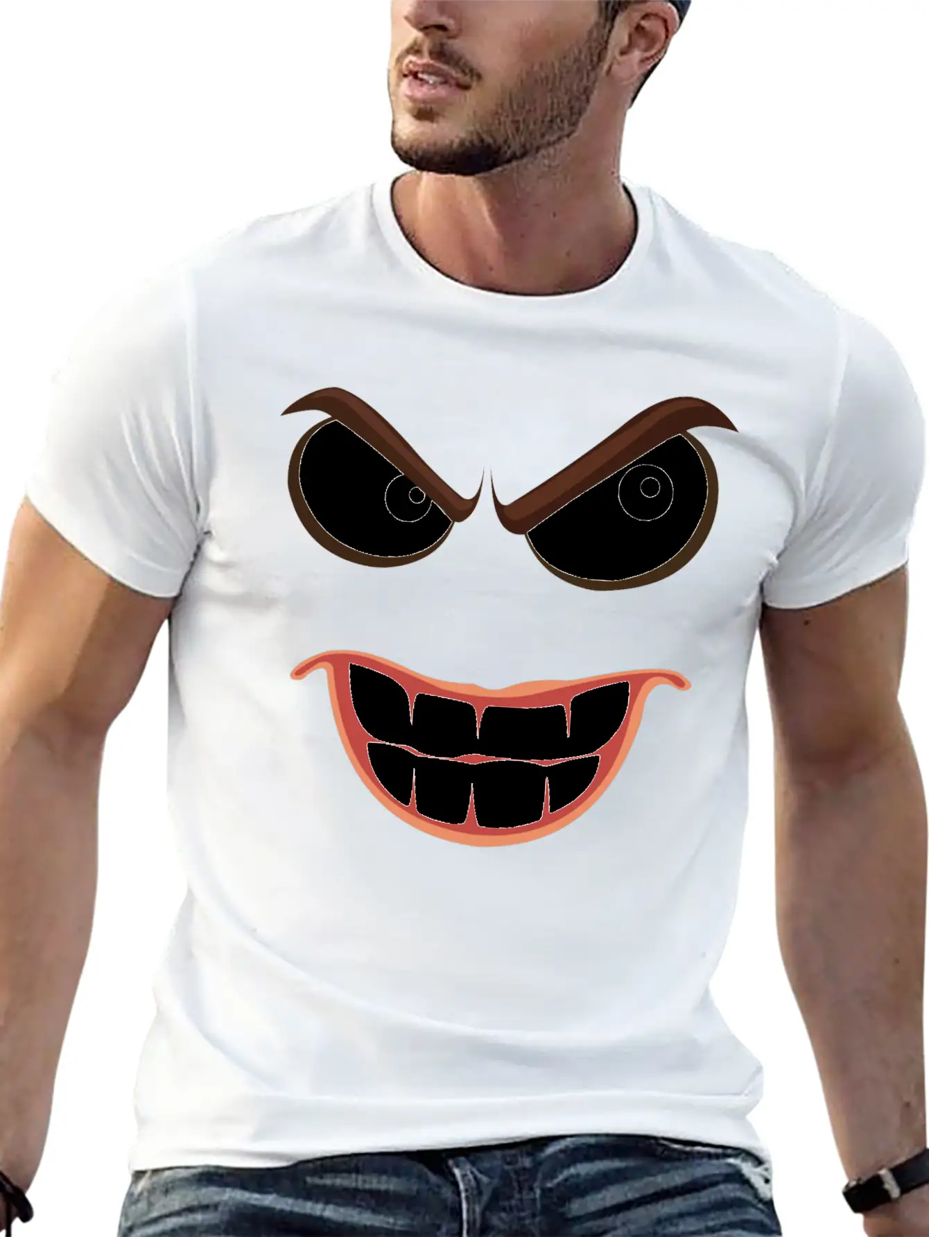 Sinister Smiley Face Essential Unisex Summer Tee – Soft Cotton Casual Fit
