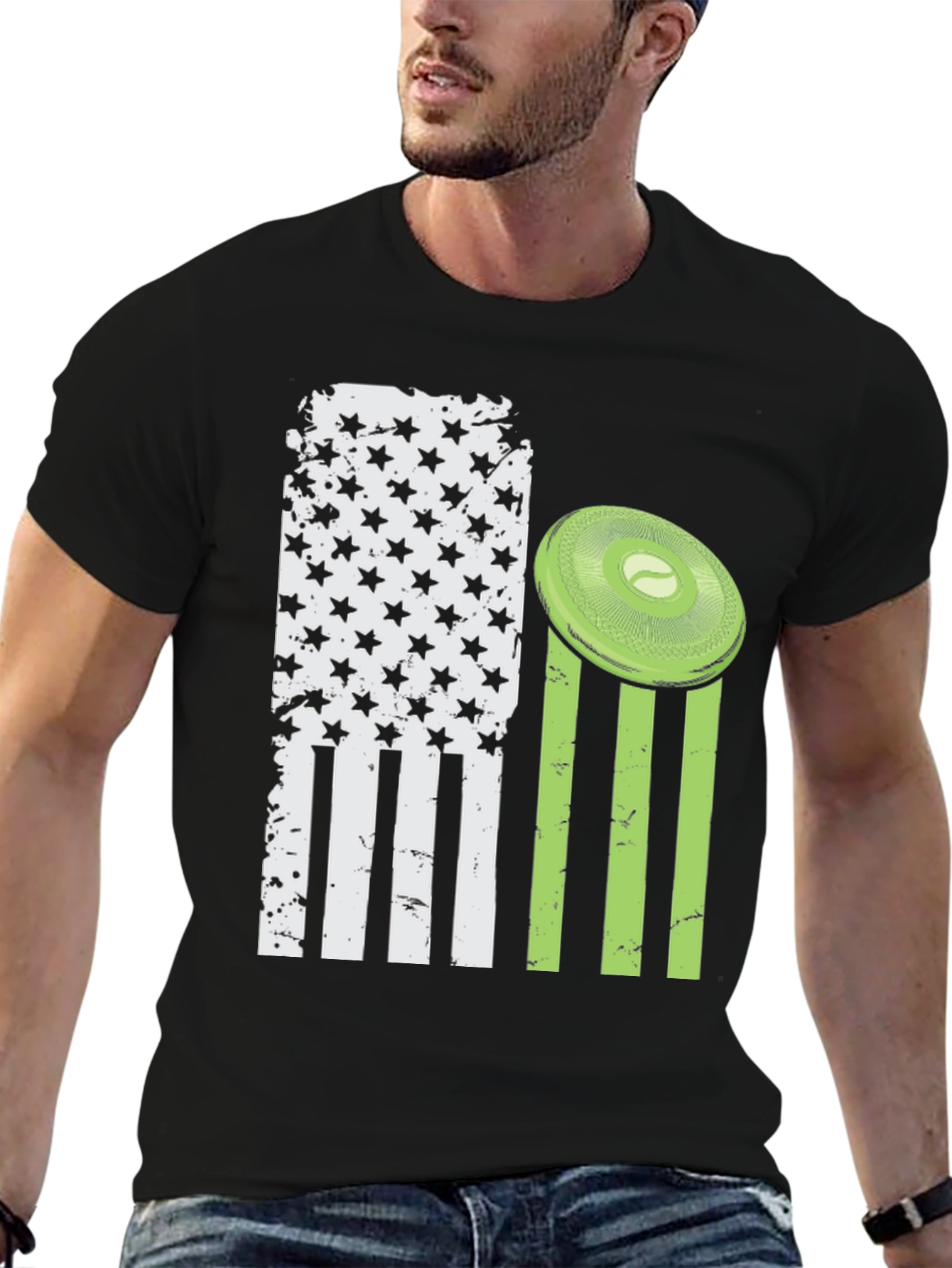 Patriotic Disc Golf T-Shirt - American Flag Design