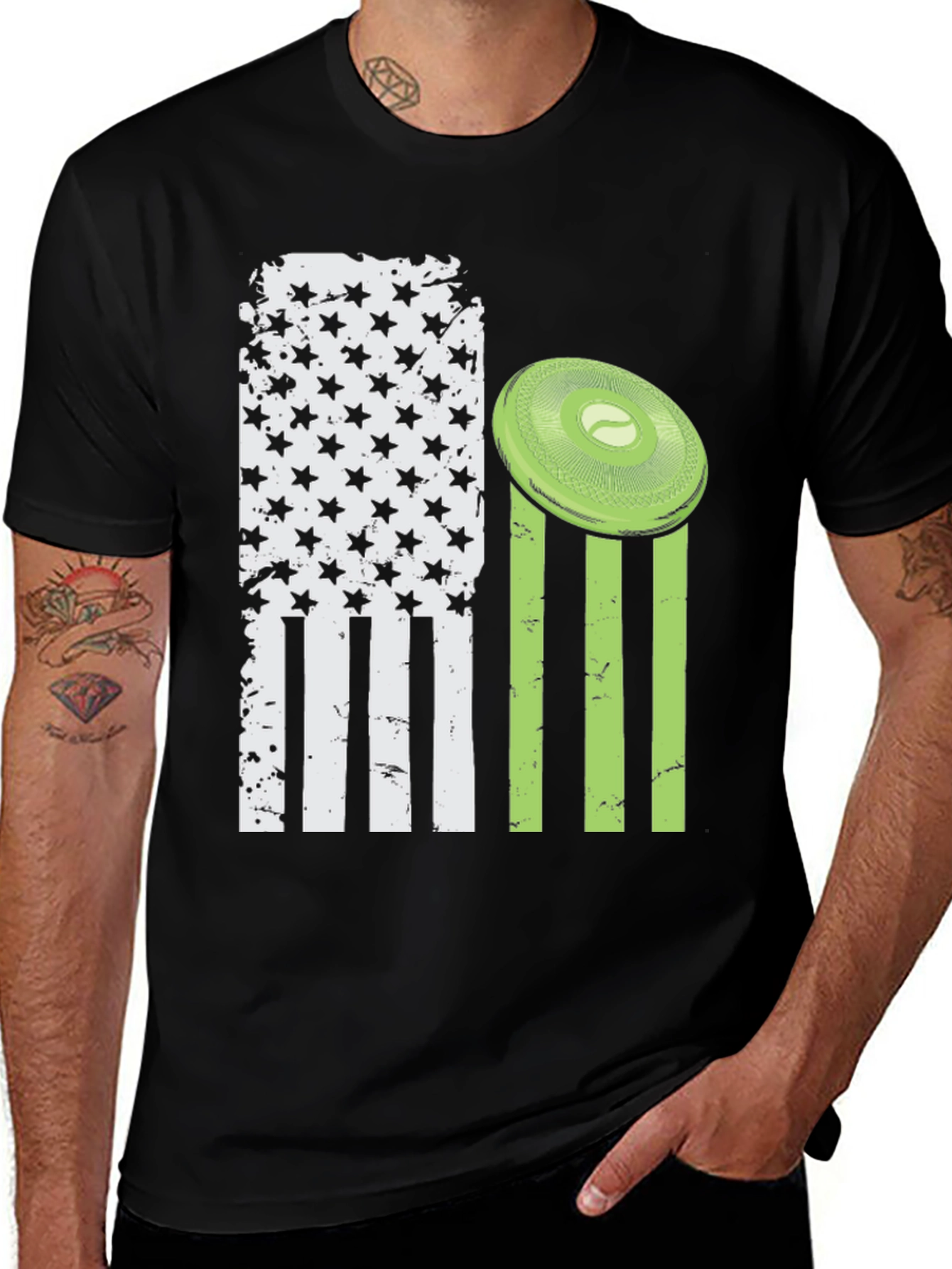 Patriotic Disc Golf T-Shirt - American Flag Design