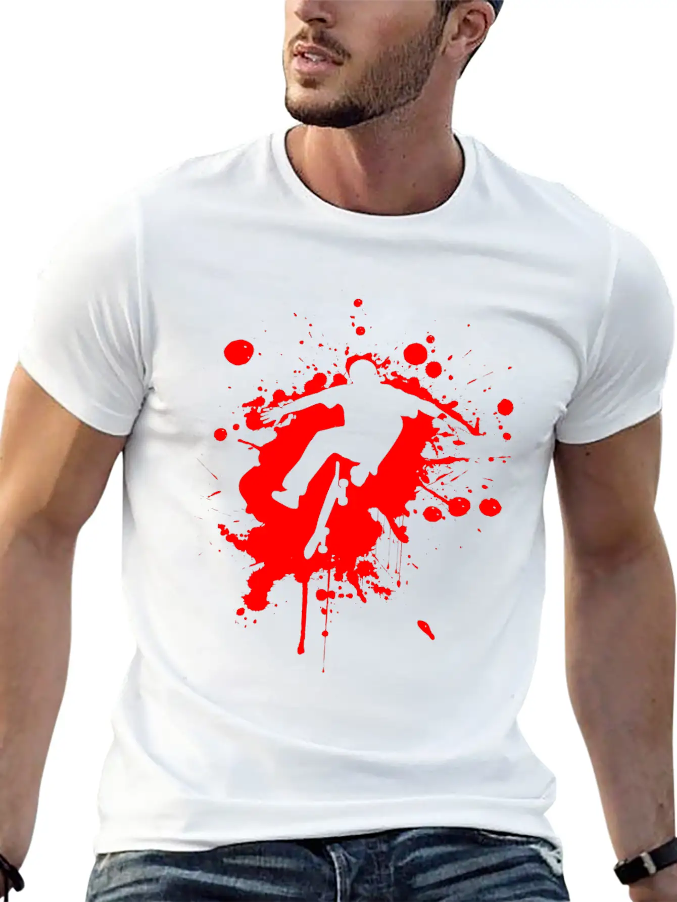 SK8 Is GR8 - Red Splash Basic Graphic T-Shirt – Daily Comfort In Soft Cotton
