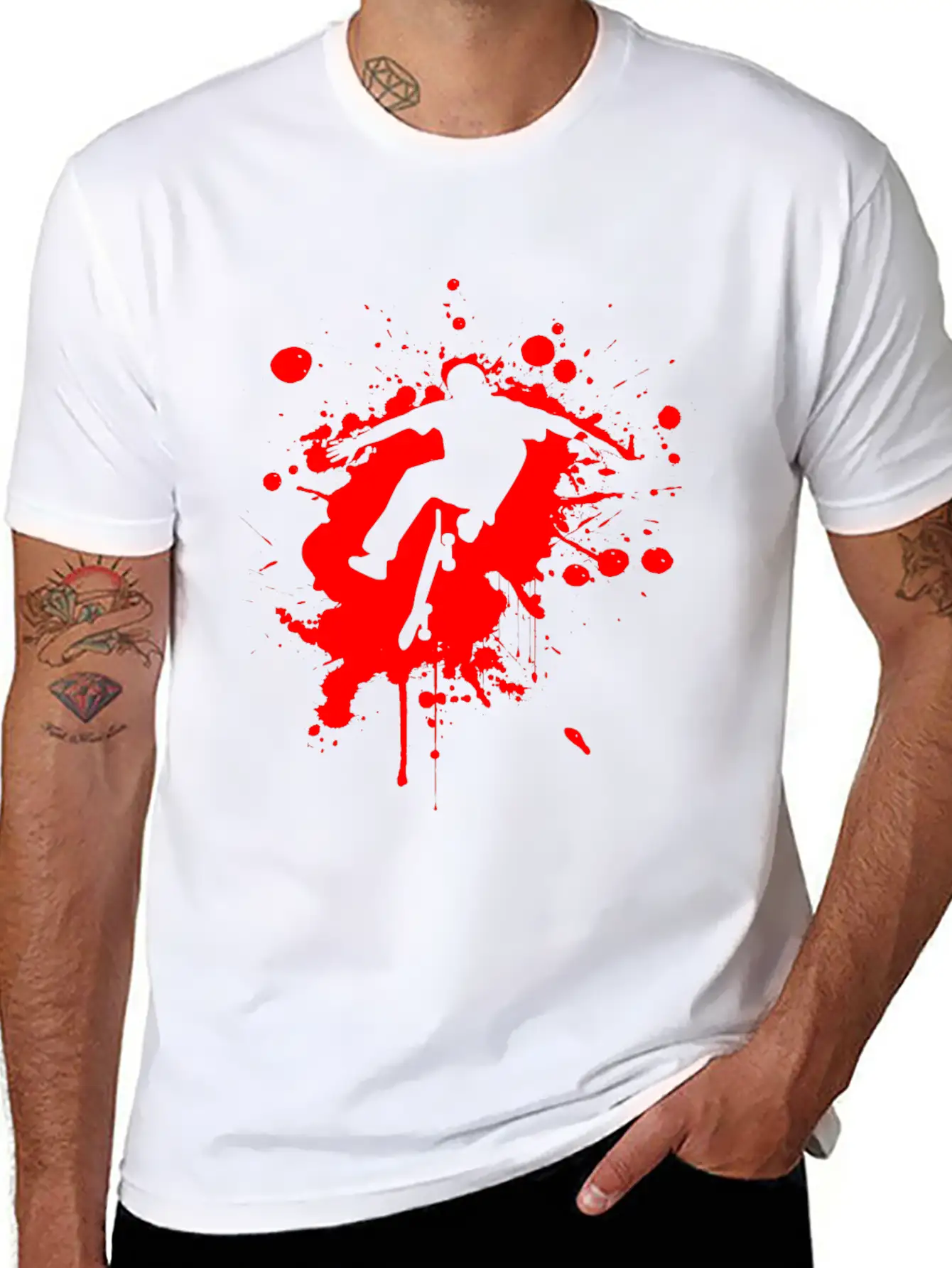 SK8 Is GR8 - Red Splash Basic Graphic T-Shirt – Daily Comfort In Soft Cotton