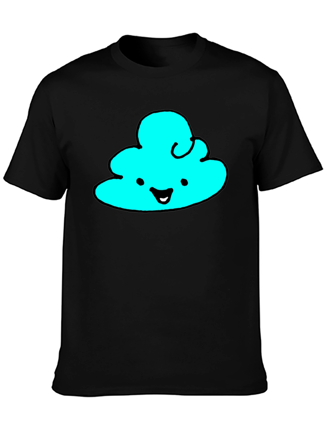Cute Cloud Graphic Tee - Black Cotton T-Shirt