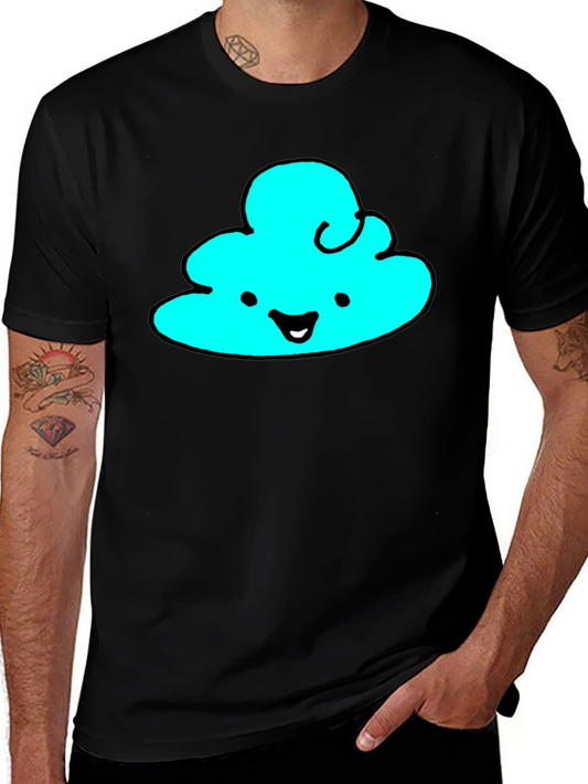 Cute Cloud Graphic Tee - Black Cotton T-Shirt
