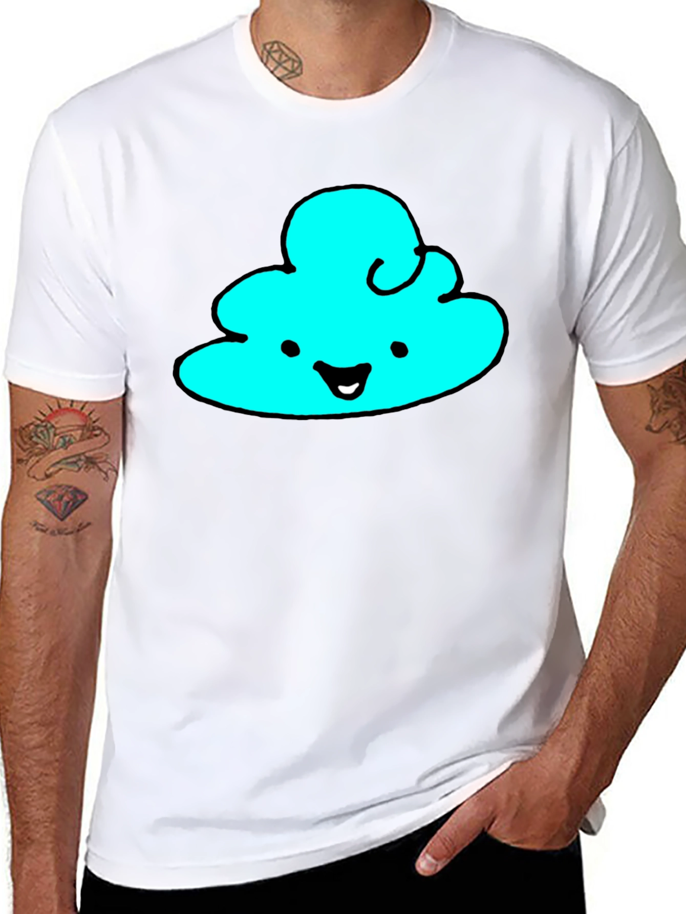 Cute Cloud Graphic Tee - Black Cotton T-Shirt