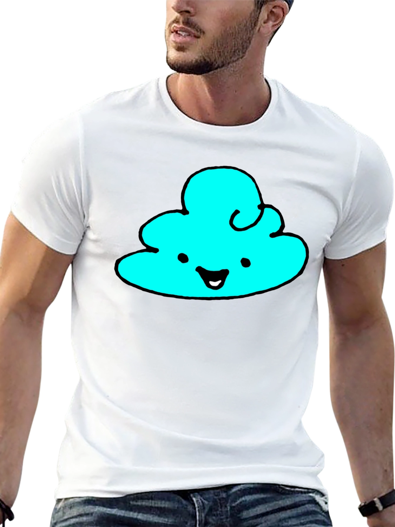 Cute Cloud Graphic Tee - Black Cotton T-Shirt