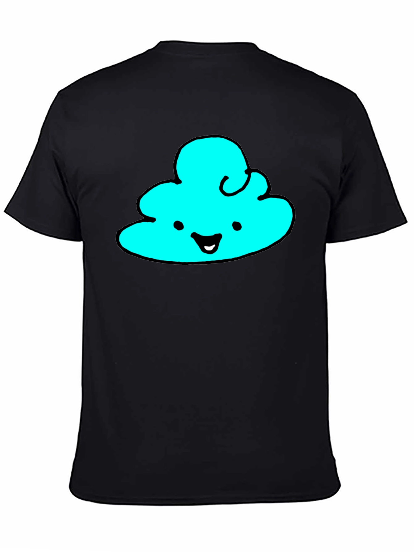 Cute Cloud Graphic Tee - Black Cotton T-Shirt