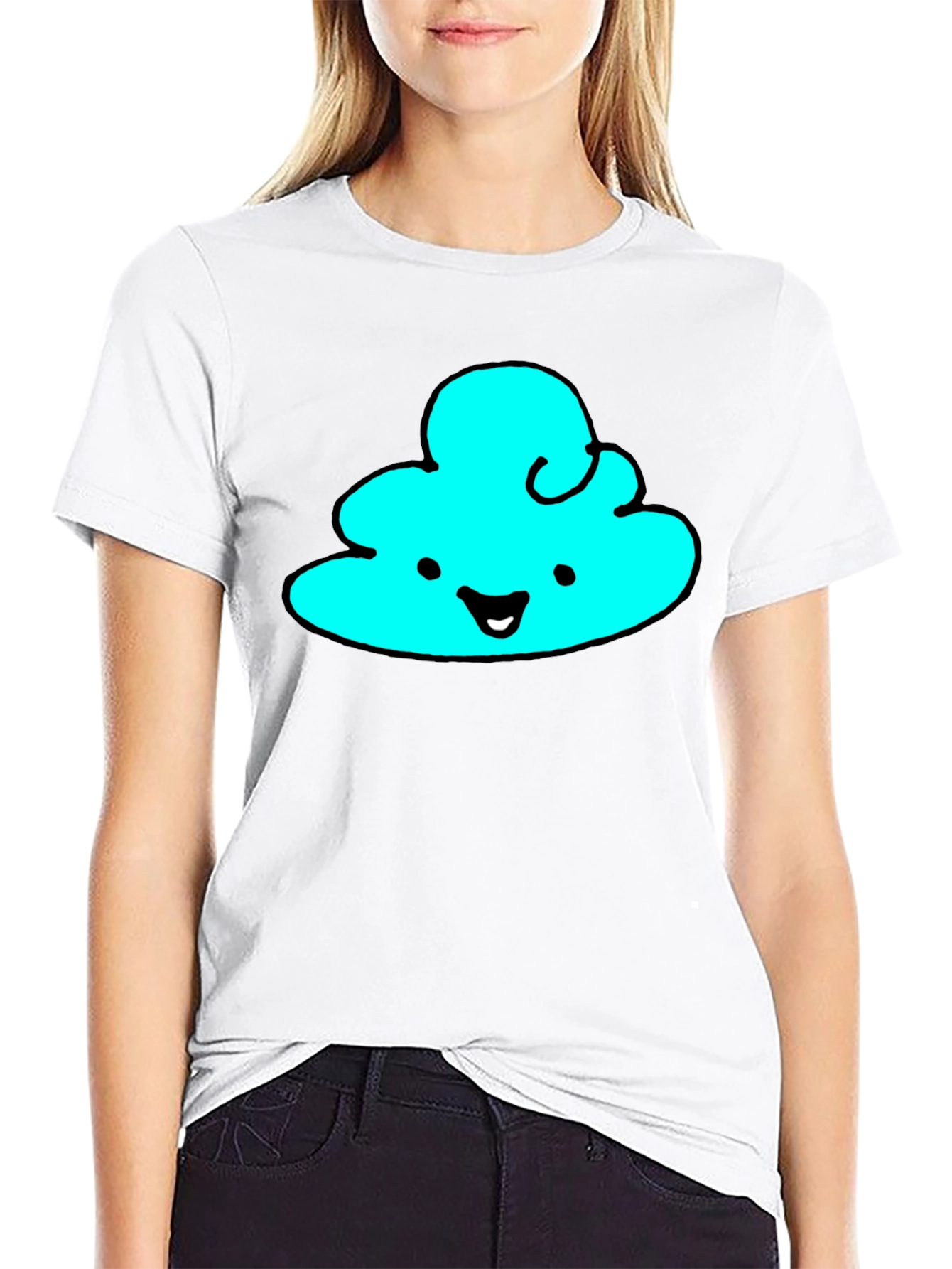 Cute Cloud Graphic Tee - Black Cotton T-Shirt