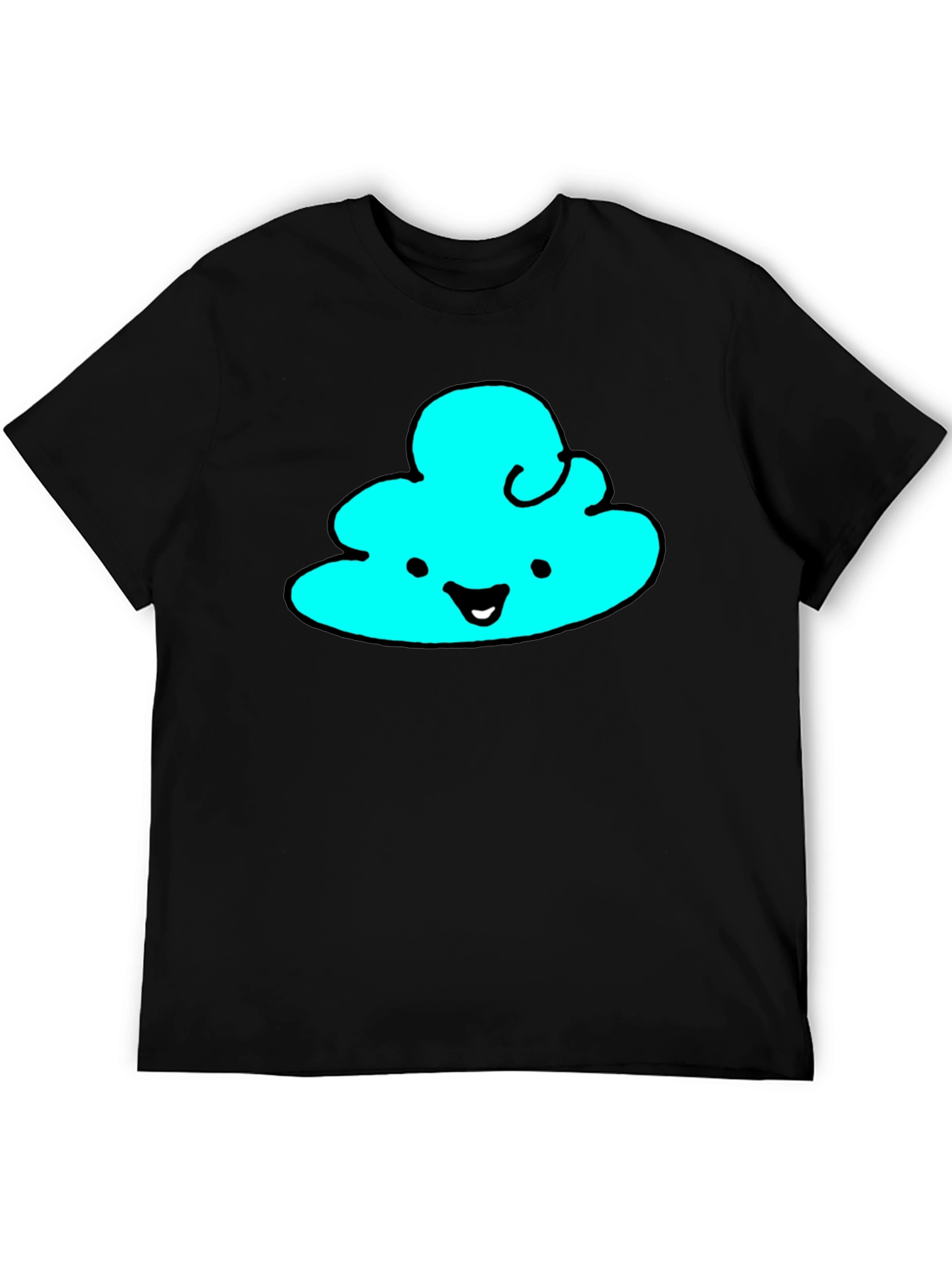 Cute Cloud Graphic Tee - Black Cotton T-Shirt